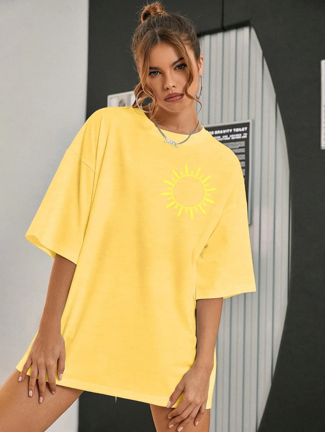 Salty Beach Oversized Shirt Women Hawaiian Beach Shirts Sunshine Graphic Tee Summer Vacation Tees Tops
