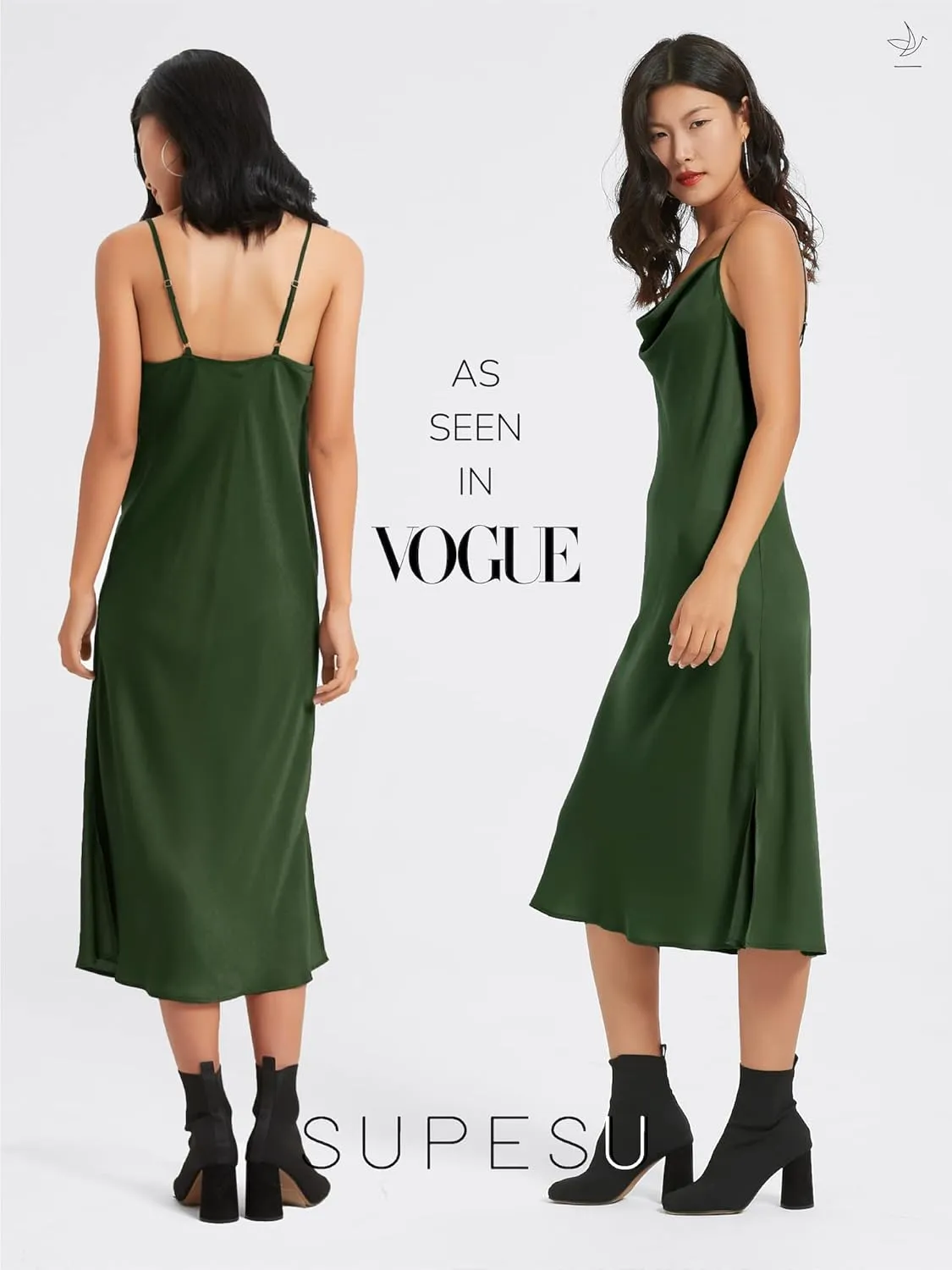 Satin Midi Slip Dress Silky Cowl Neck Dress Adjustable Spaghetti Strap, Ideal for Date Night or Formal Occasions