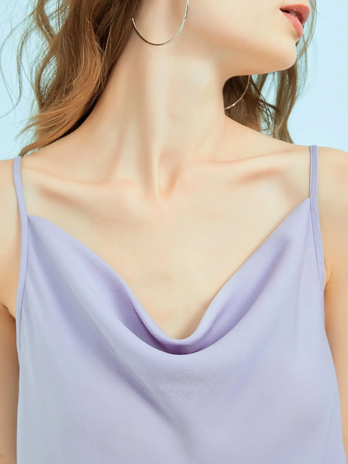 Satin Midi Slip Dress Silky Cowl Neck Dress Adjustable Spaghetti Strap, Ideal for Date Night or Formal Occasions