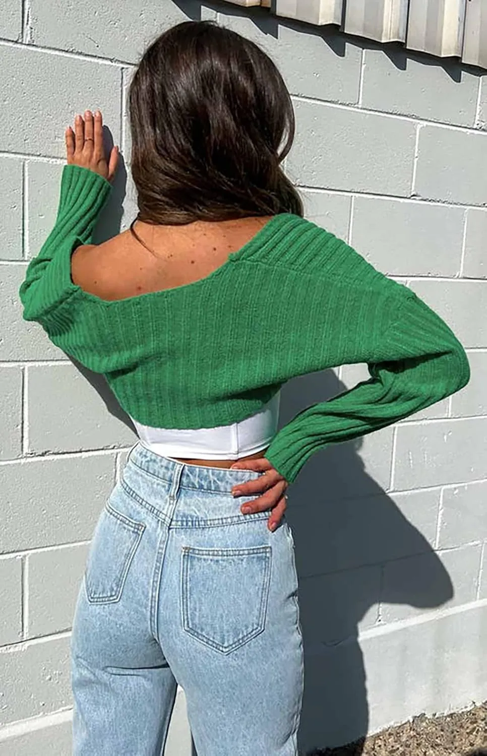 Sdencin Women Open Front Knit Crop Cardigan Long Sleeve Drop Shoulder Shrug Ribbed Knit Cropped Sweater Tops Outerwear