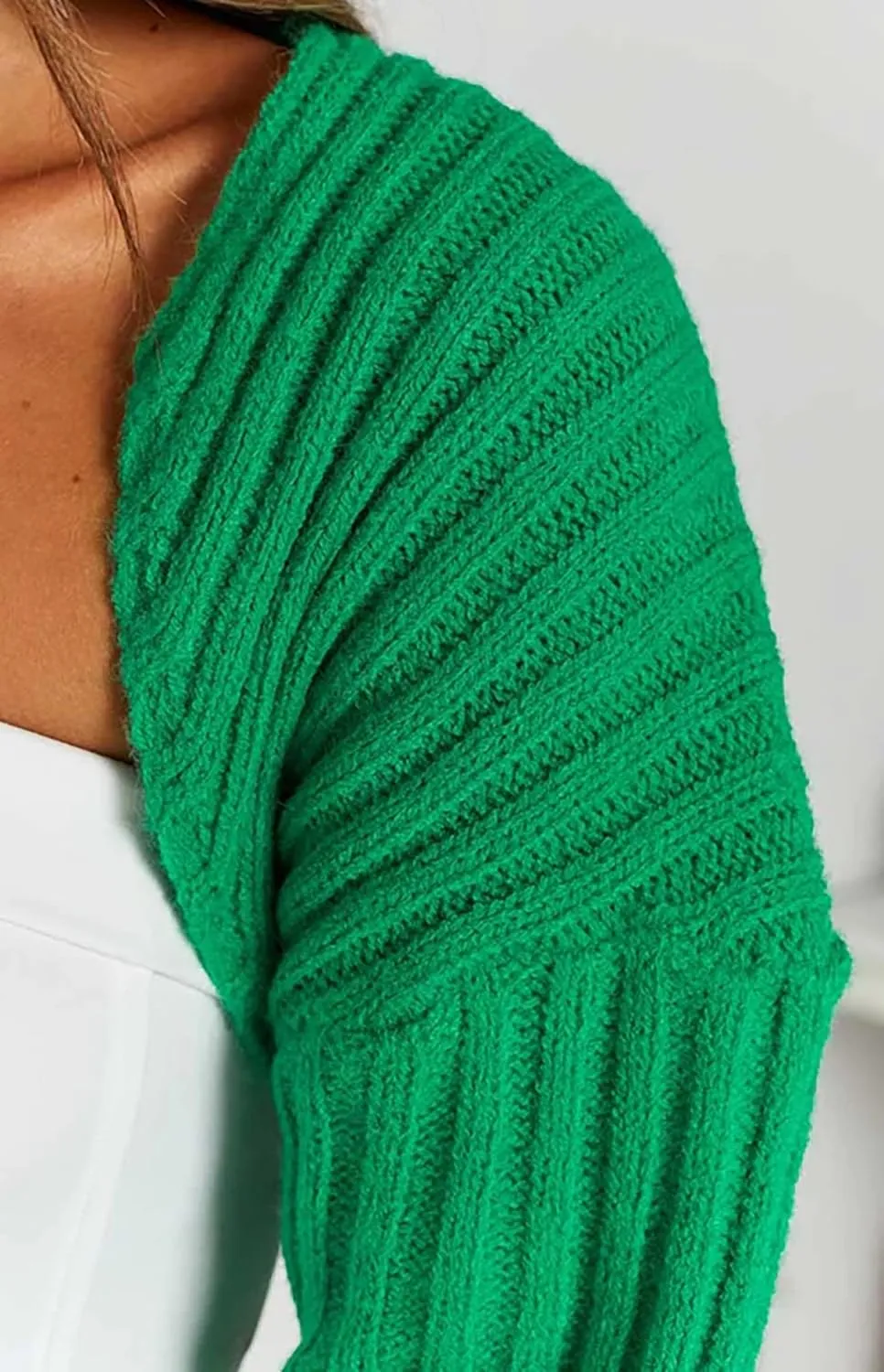 Sdencin Women Open Front Knit Crop Cardigan Long Sleeve Drop Shoulder Shrug Ribbed Knit Cropped Sweater Tops Outerwear