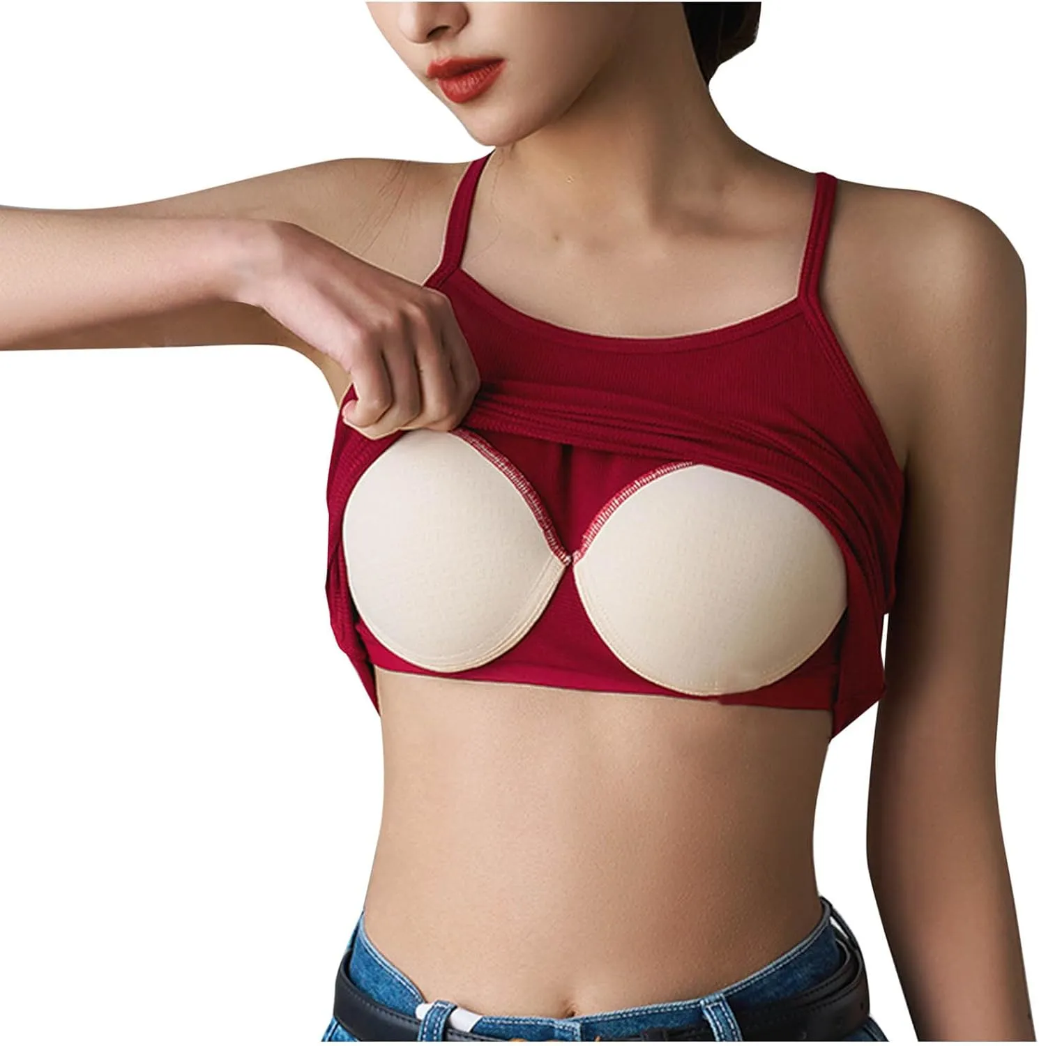 Sexy Ruched Cutout Back Cami Top Women Summer Built in Bra Yoga Tank Tops Ribbed Knit Form Fitting Crop Undershirts