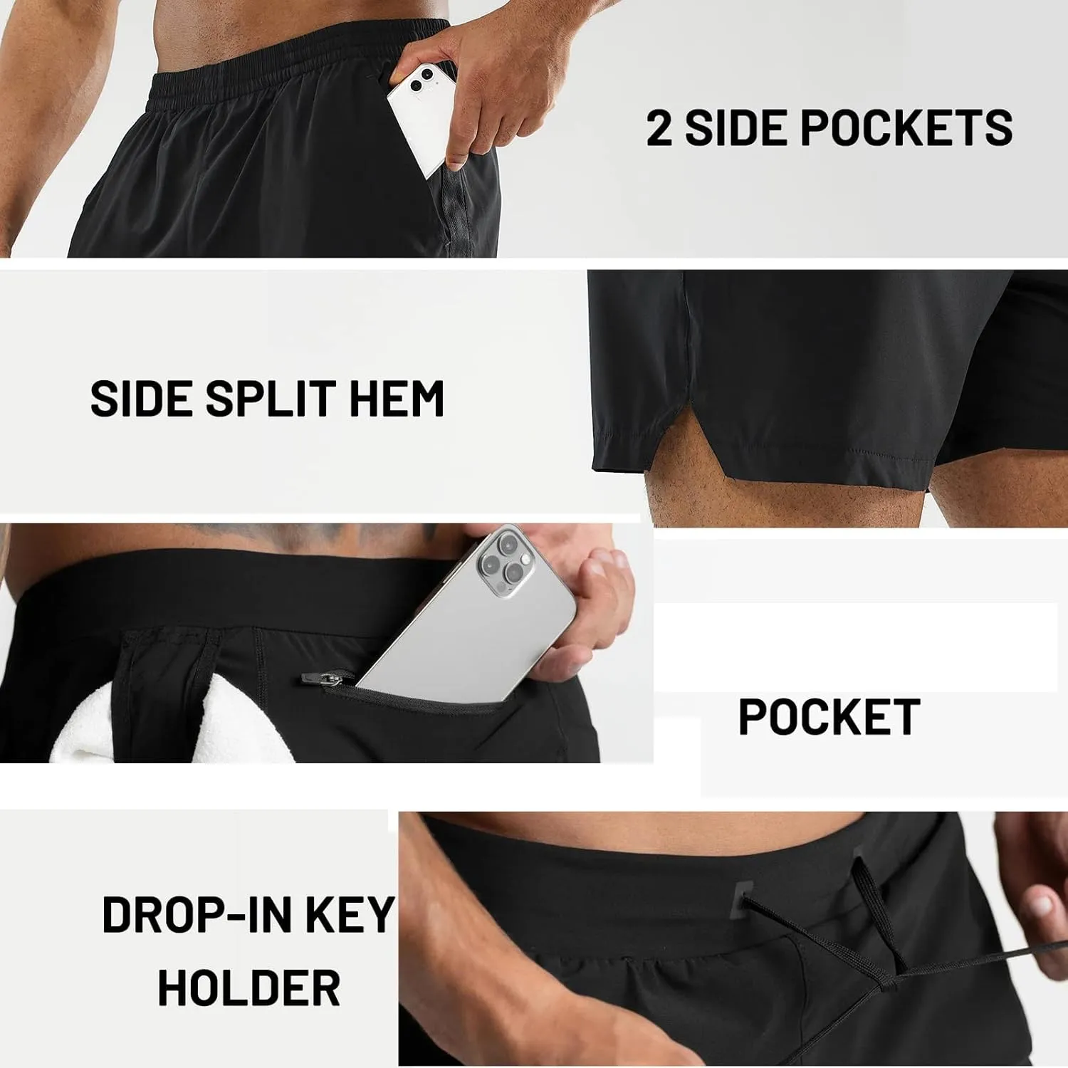 Shorts Men's Running Sports Training Fitness Shorts Jogging Shorts Quick Dry Breathable Lightweight Sports Shorts