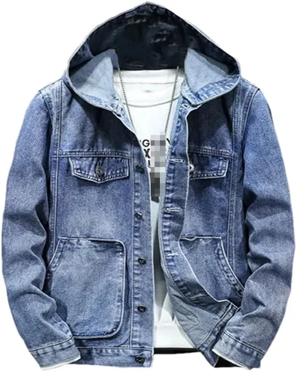Spring Men's Hooded Denim Jacket Casual Fashion Sport Denim Jacket