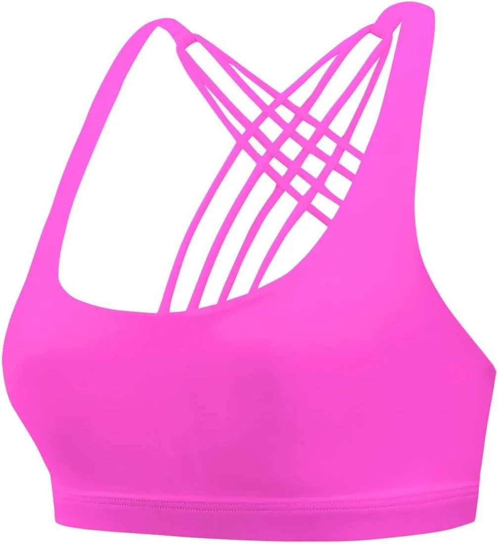 Strappy Sports Bras for Women Criss Cross Back No Underwire Gym Bra Quick Dry Yoga Workout Cami Top Bralettes