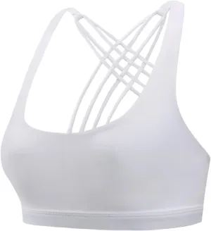 Strappy Sports Bras for Women Criss Cross Back No Underwire Gym Bra Quick Dry Yoga Workout Cami Top Bralettes