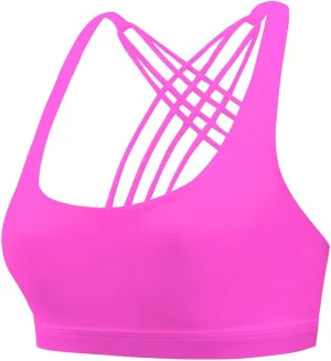 Strappy Sports Bras for Women Criss Cross Back No Underwire Gym Bra Quick Dry Yoga Workout Cami Top Bralettes