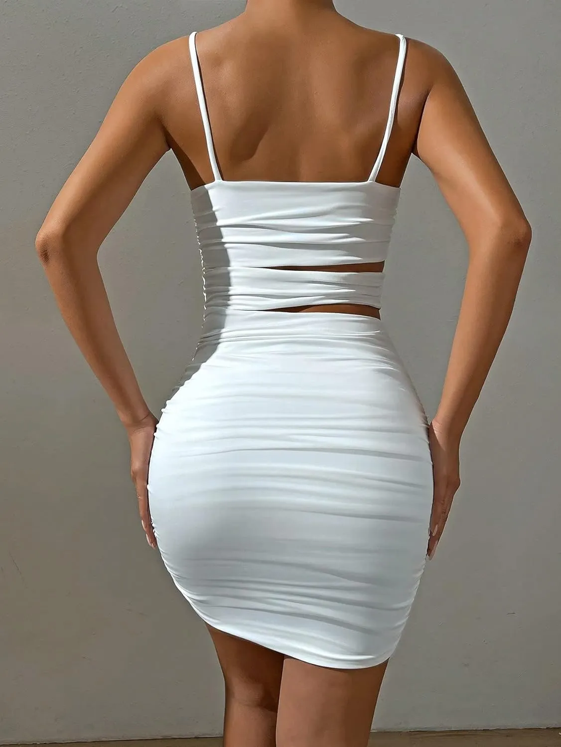 Summer Bodycon Slip Dress: Women’s Sexy Hollow Out Strap Spaghetti Outfits - Short Party Dress for Club Wear 22521