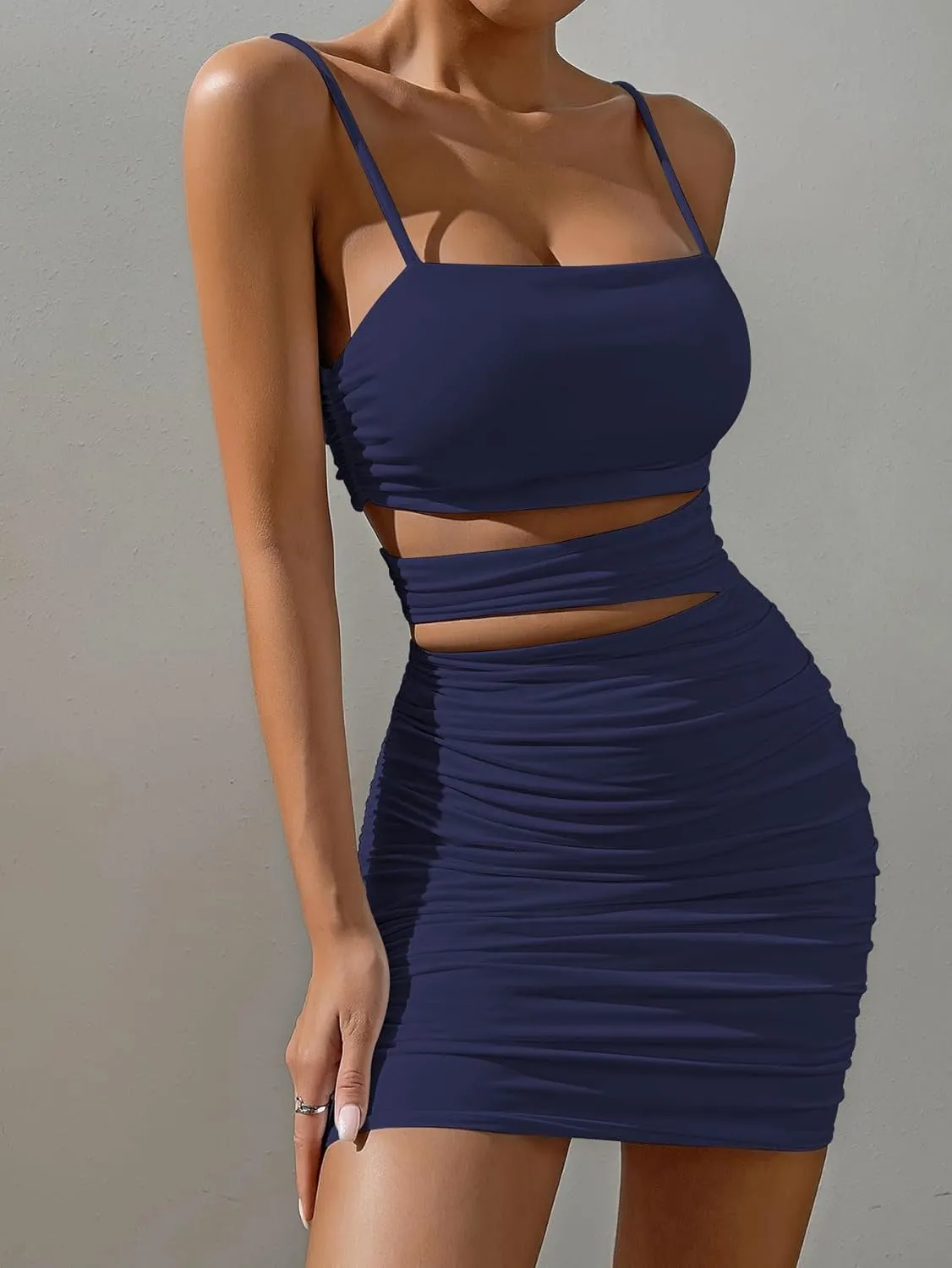 Summer Bodycon Slip Dress: Women’s Sexy Hollow Out Strap Spaghetti Outfits - Short Party Dress for Club Wear 22521