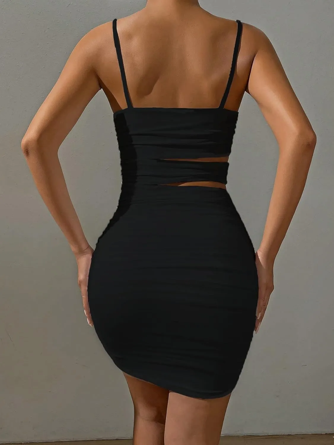 Summer Bodycon Slip Dress: Women’s Sexy Hollow Out Strap Spaghetti Outfits - Short Party Dress for Club Wear 22521