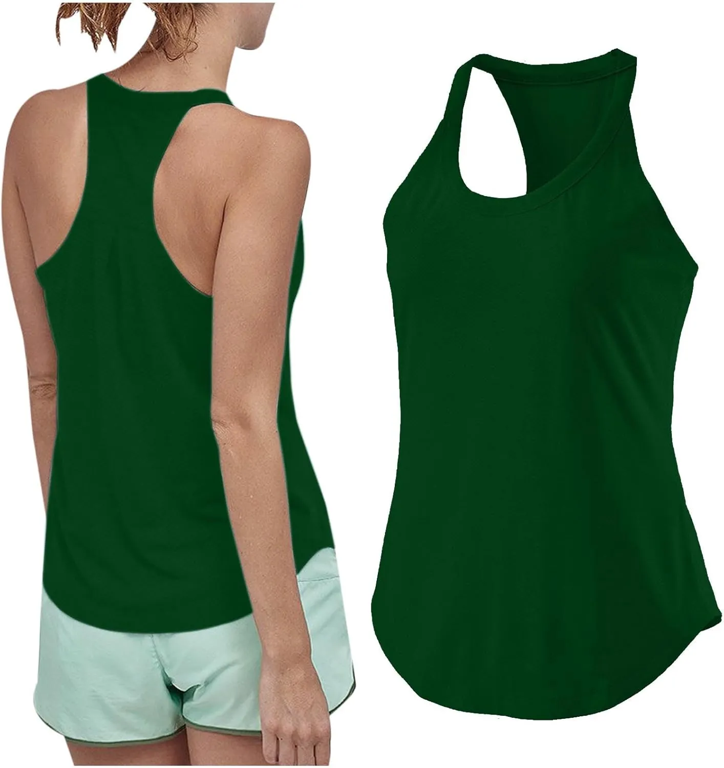 Summer Racer Back Soft Yoga Tank Tops Women Scoop Neck Sleeveless Workout Shirts Casual Comfy Running Gym Cami Top