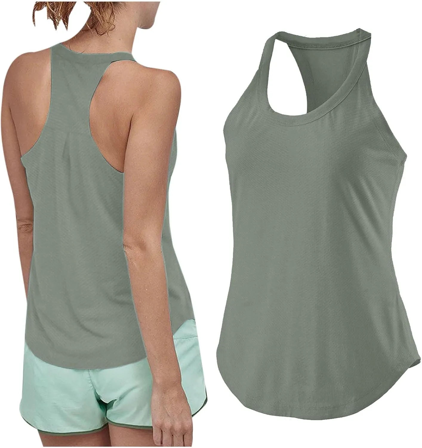 Summer Racer Back Soft Yoga Tank Tops Women Scoop Neck Sleeveless Workout Shirts Casual Comfy Running Gym Cami Top