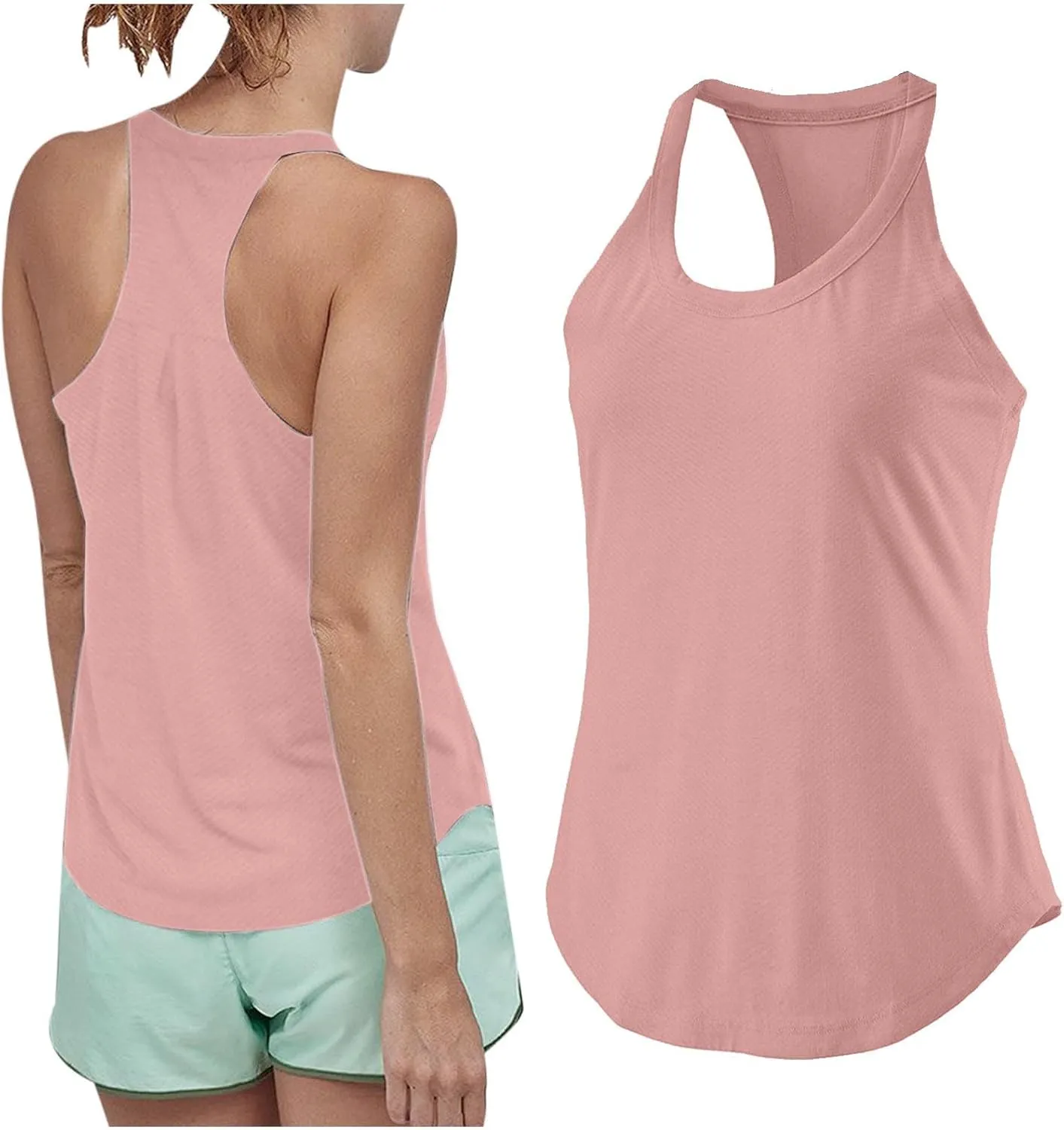 Summer Racer Back Soft Yoga Tank Tops Women Scoop Neck Sleeveless Workout Shirts Casual Comfy Running Gym Cami Top