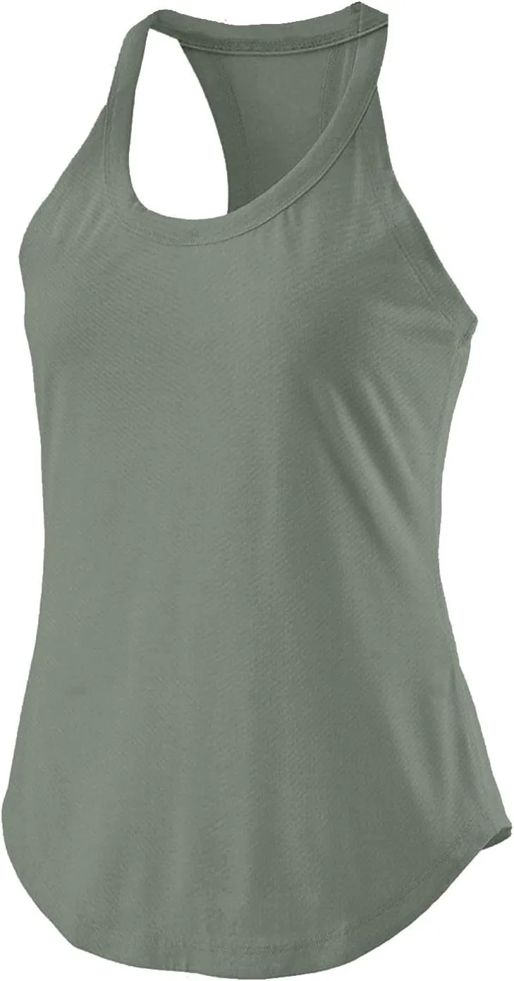 Summer Racer Back Soft Yoga Tank Tops Women Scoop Neck Sleeveless Workout Shirts Casual Comfy Running Gym Cami Top