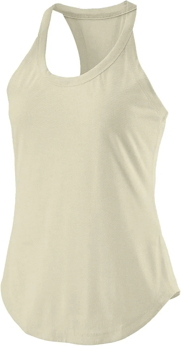 Summer Racer Back Soft Yoga Tank Tops Women Scoop Neck Sleeveless Workout Shirts Casual Comfy Running Gym Cami Top