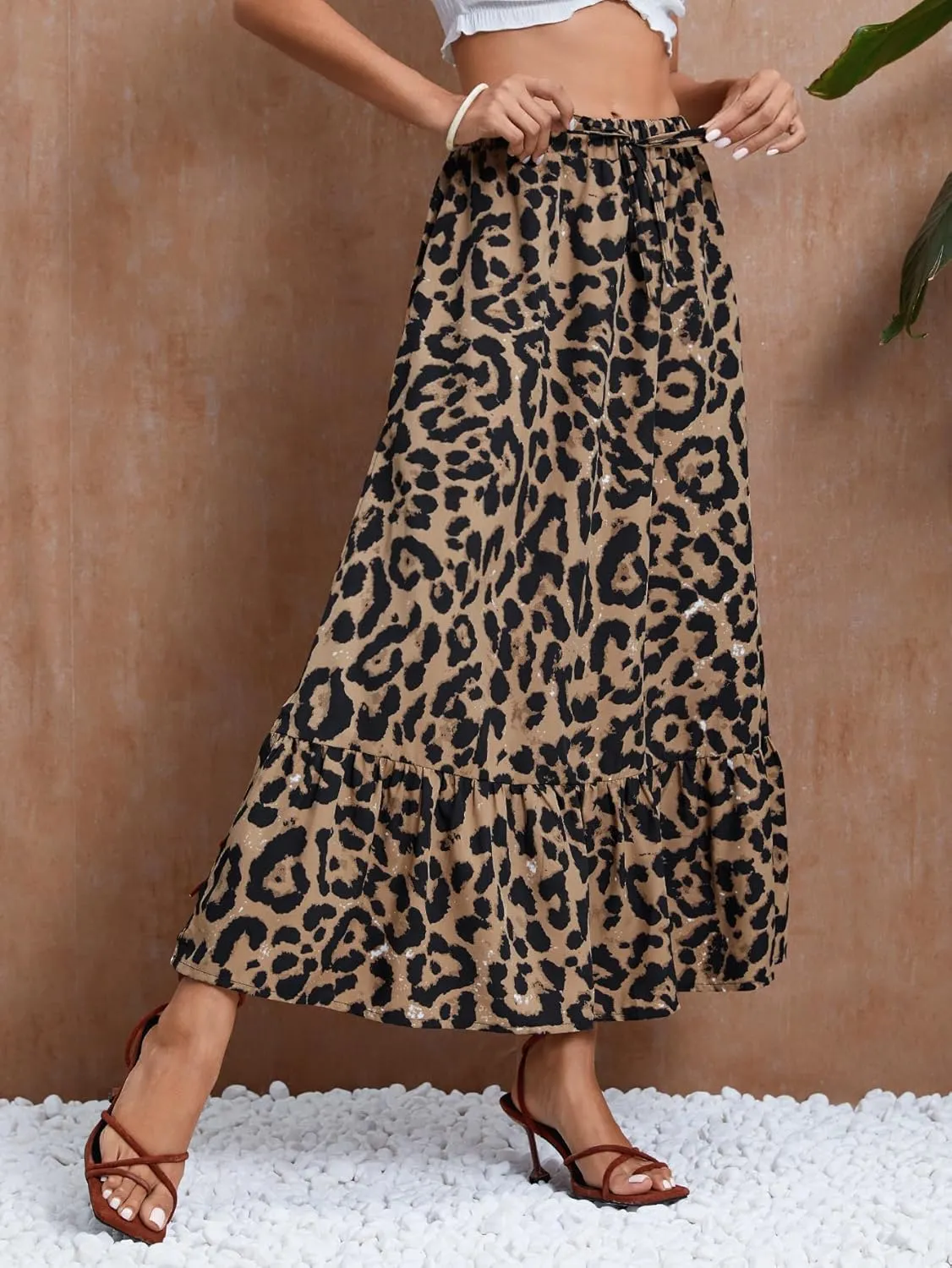 SweatyRocks Women's Casual High Waist Floral Print Skirt Split Thigh A Line Maxi Skirts