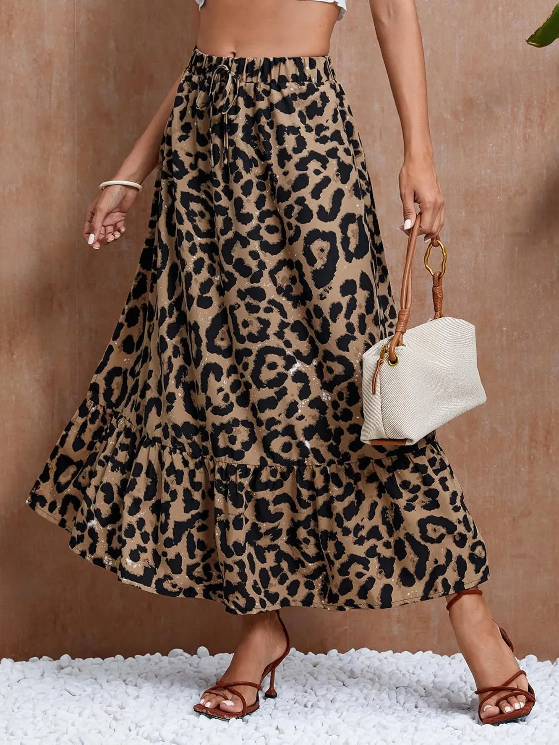 SweatyRocks Women's Casual High Waist Floral Print Skirt Split Thigh A Line Maxi Skirts