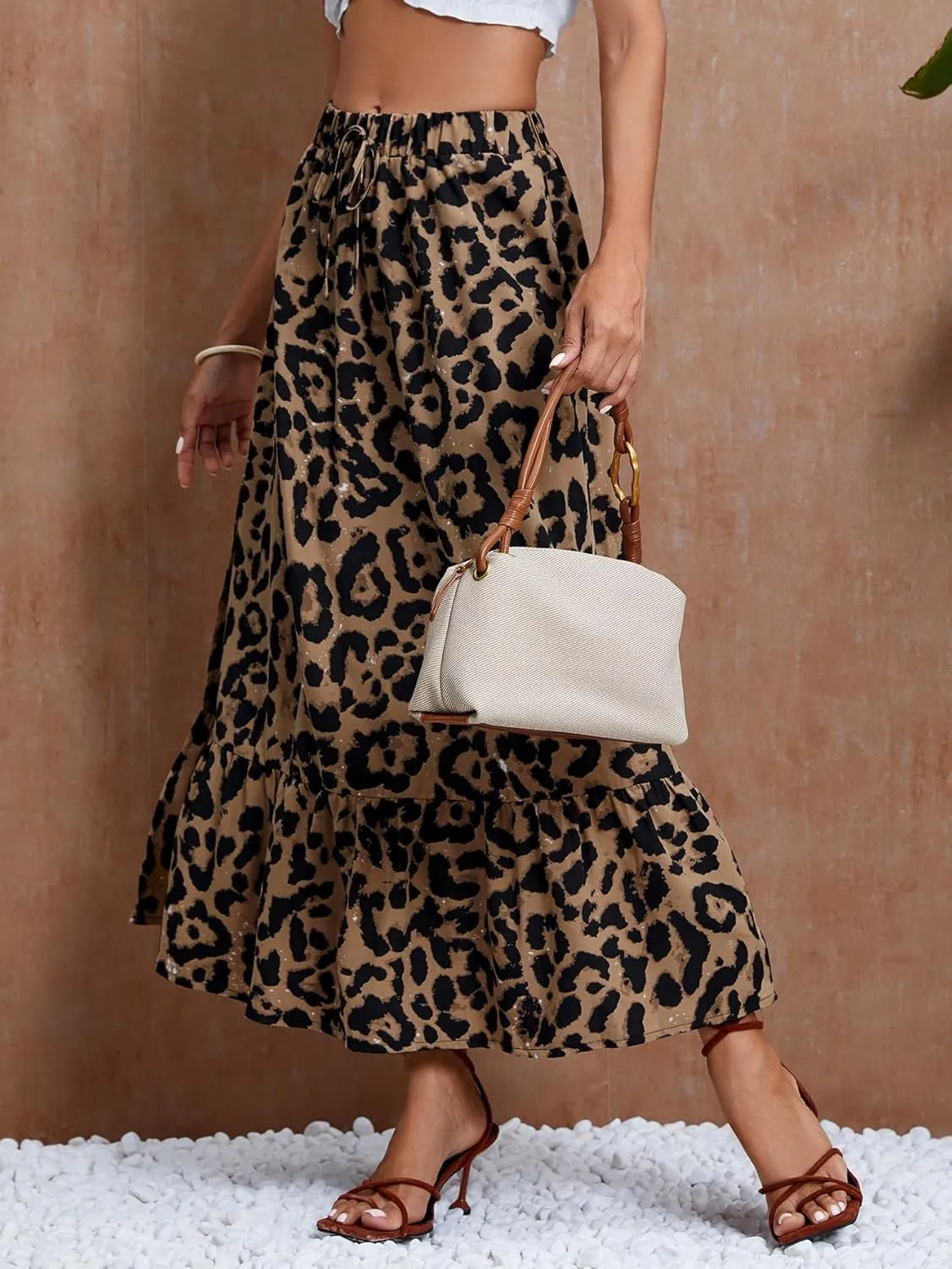SweatyRocks Women's Casual High Waist Floral Print Skirt Split Thigh A Line Maxi Skirts