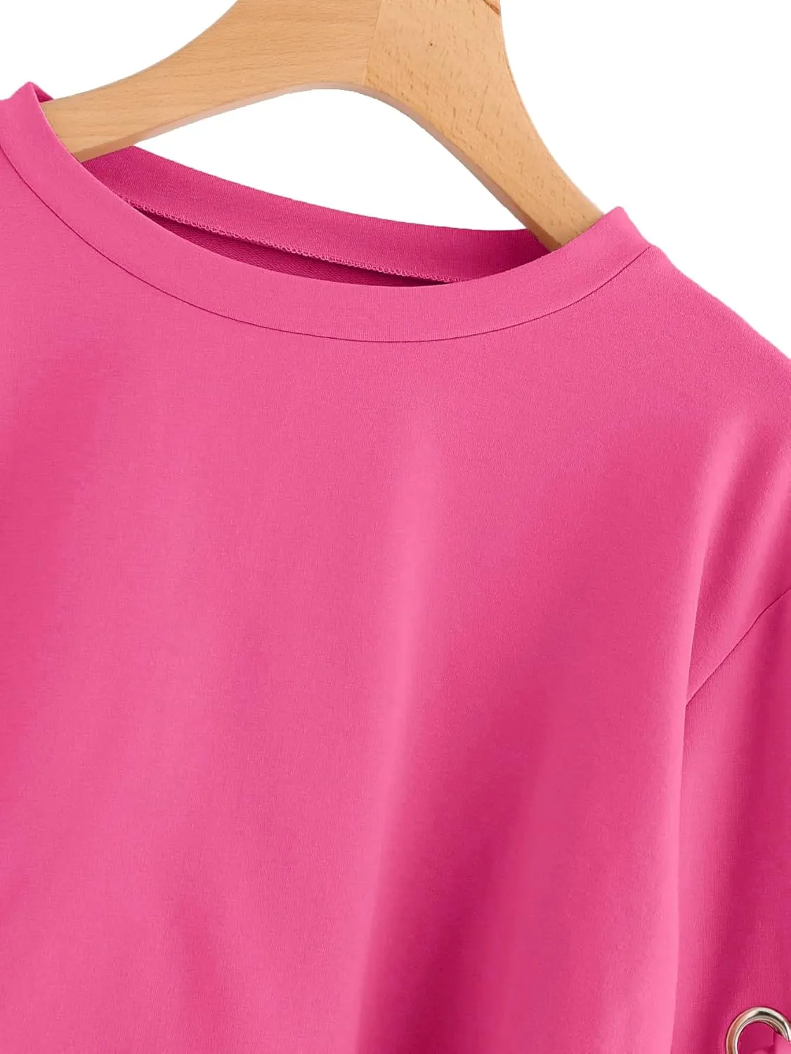 SweatyRocks Women's Casual Lace Up Long Sleeve Pullover Crop Top Sweatshirt