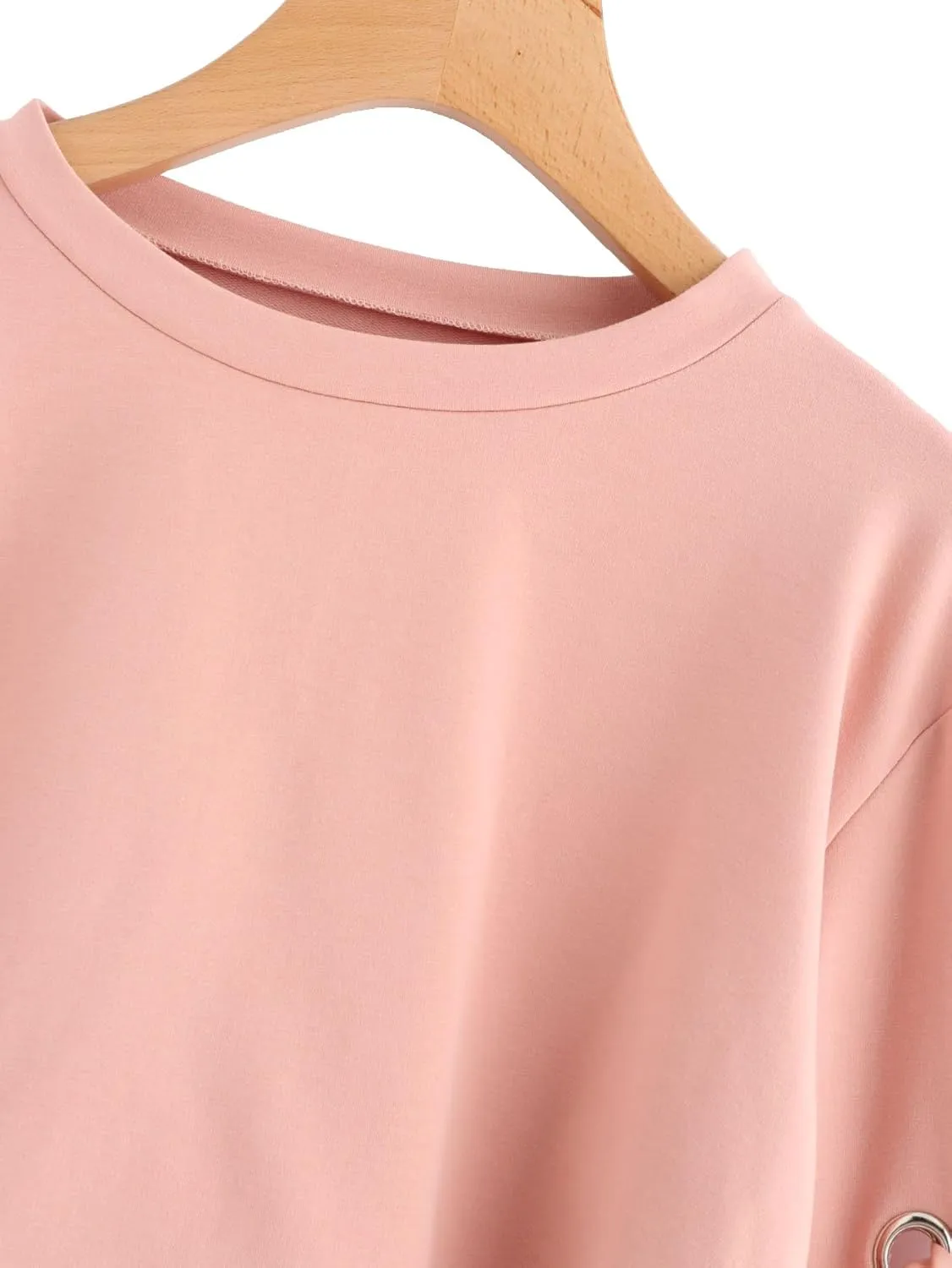 SweatyRocks Women's Casual Lace Up Long Sleeve Pullover Crop Top Sweatshirt
