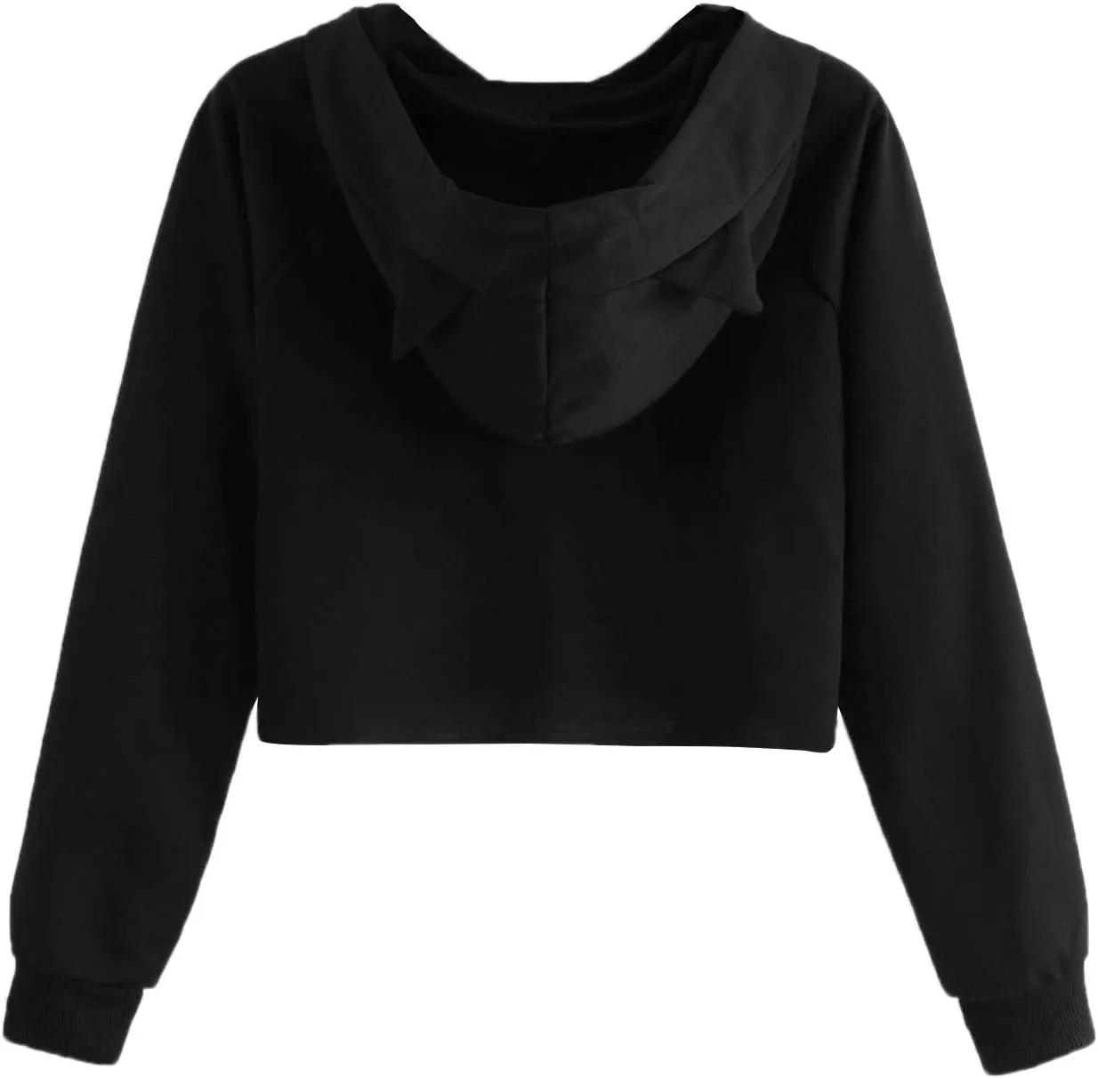 SweatyRocks Women's Long Sleeve Hoodie Crop Top Cat Print Sweatshirt