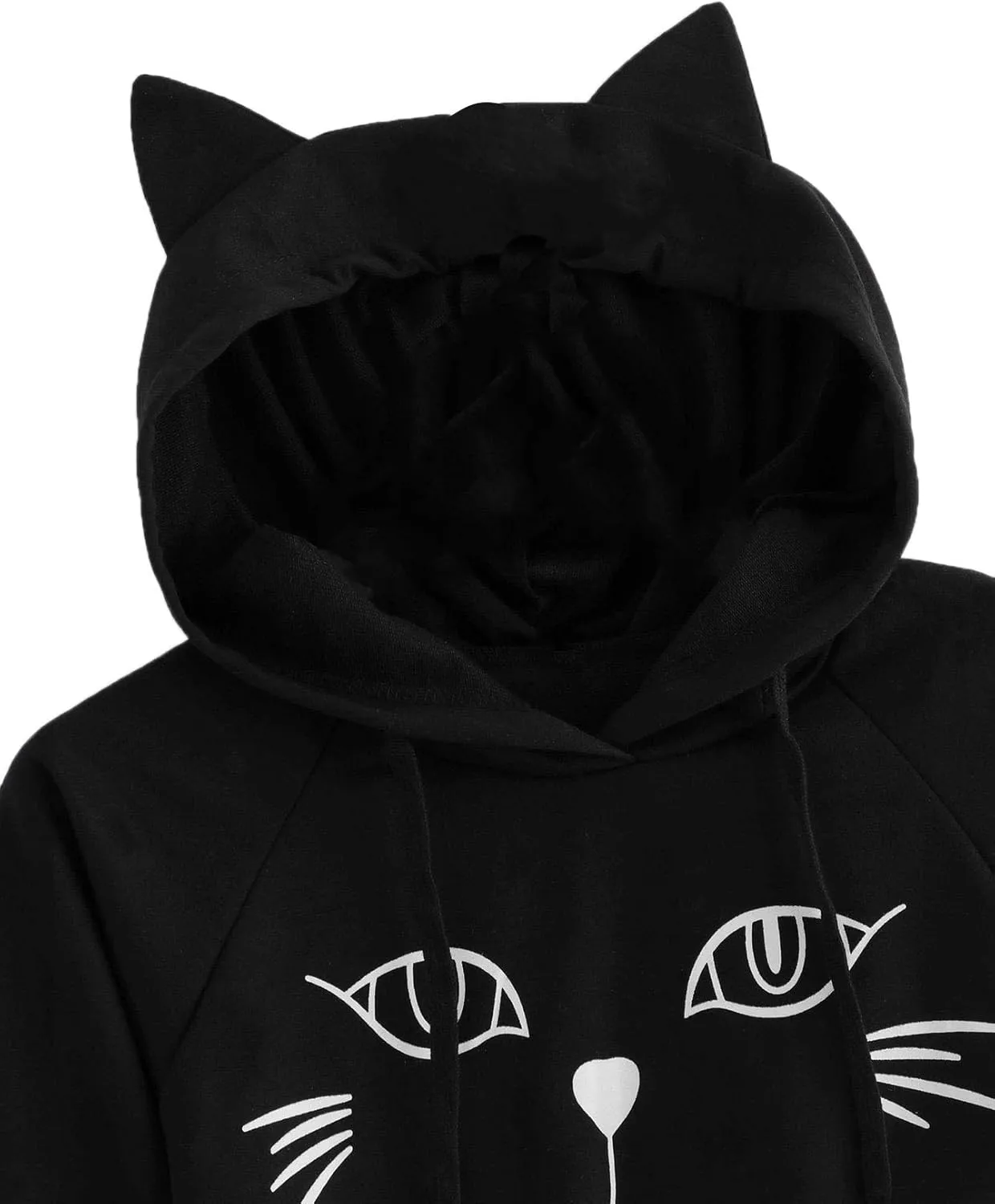 SweatyRocks Women's Long Sleeve Hoodie Crop Top Cat Print Sweatshirt