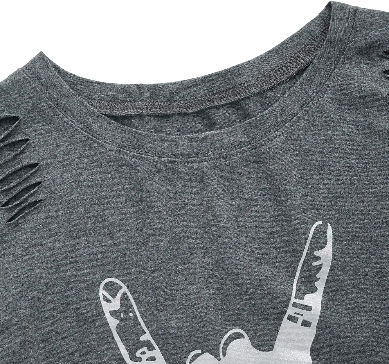 SweatyRocks Women's Short Sleeve T Shirt Graphic Print Distressed Crop Top