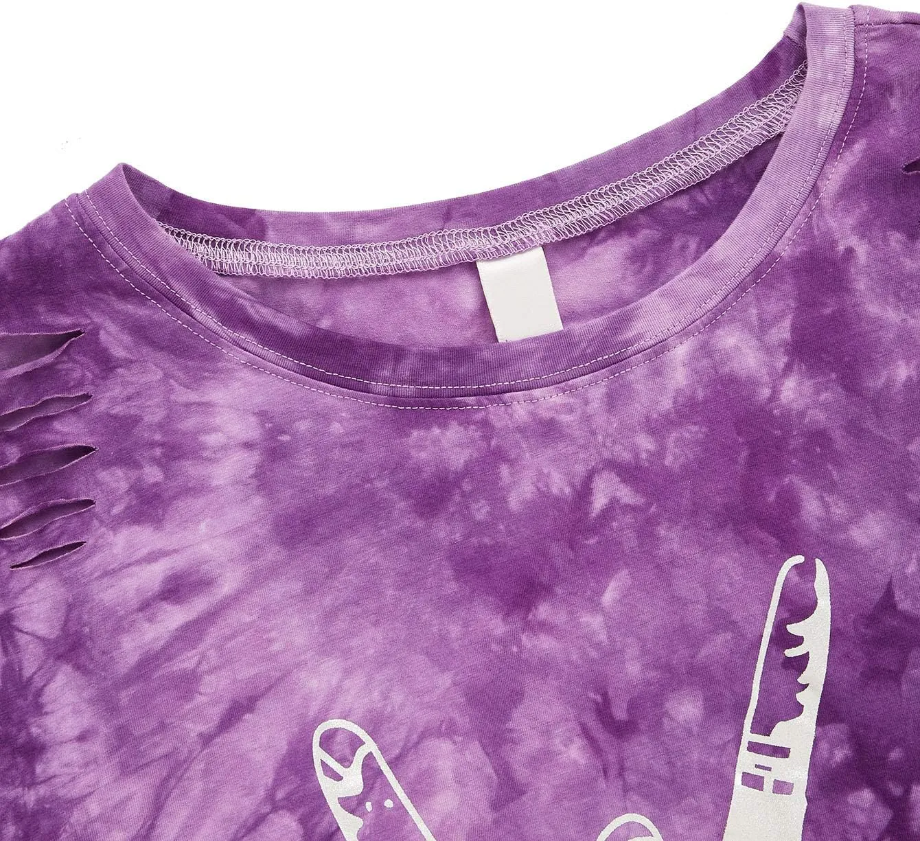 SweatyRocks Women's Short Sleeve T Shirt Graphic Print Distressed Crop Top