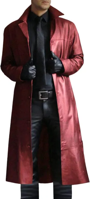 Thatrich Motorcycle Jacket Men Full Length Faux Leather Jackets Vintage Classic Trench Coat Steampunk Overcoat Winter Outwear