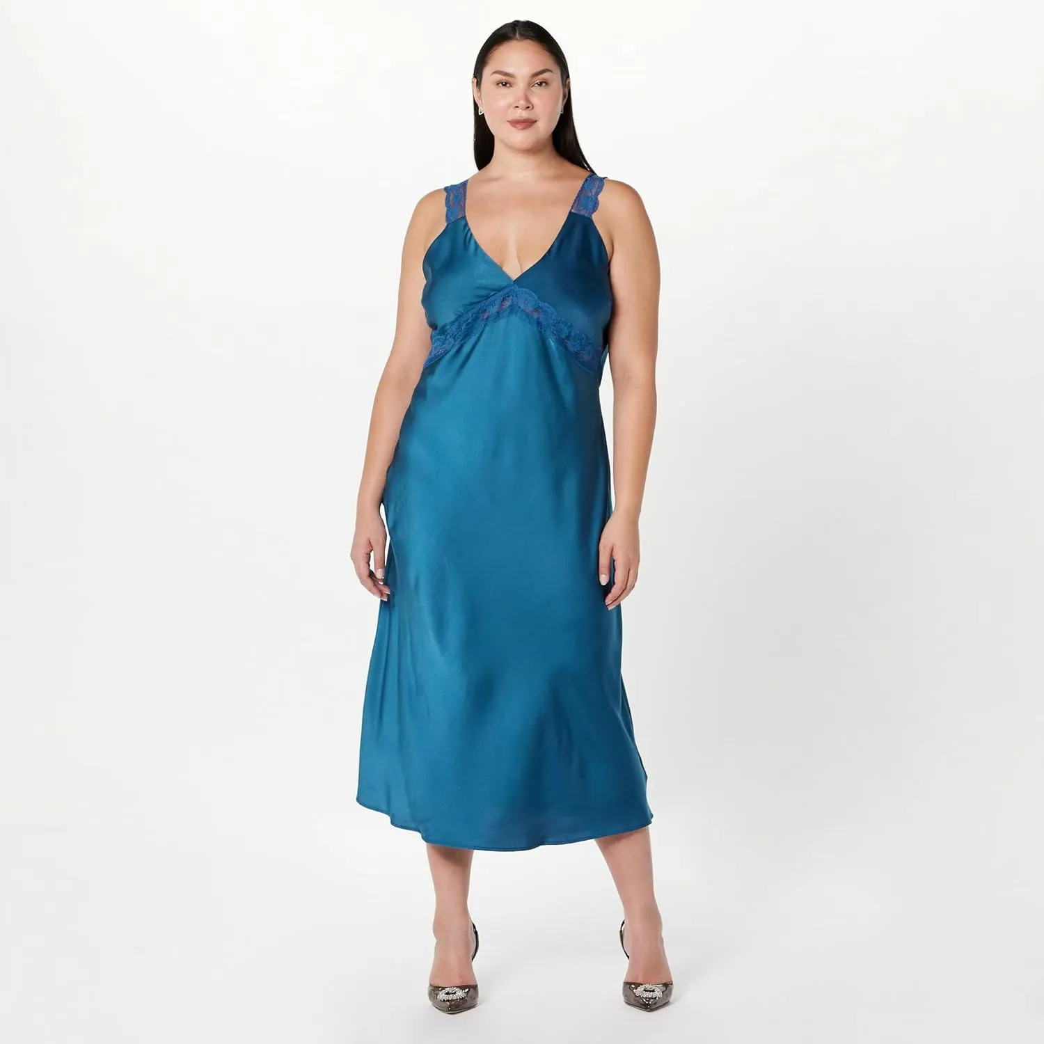 The Drop Women's Valentina Lace-Trimmed Slip Dress