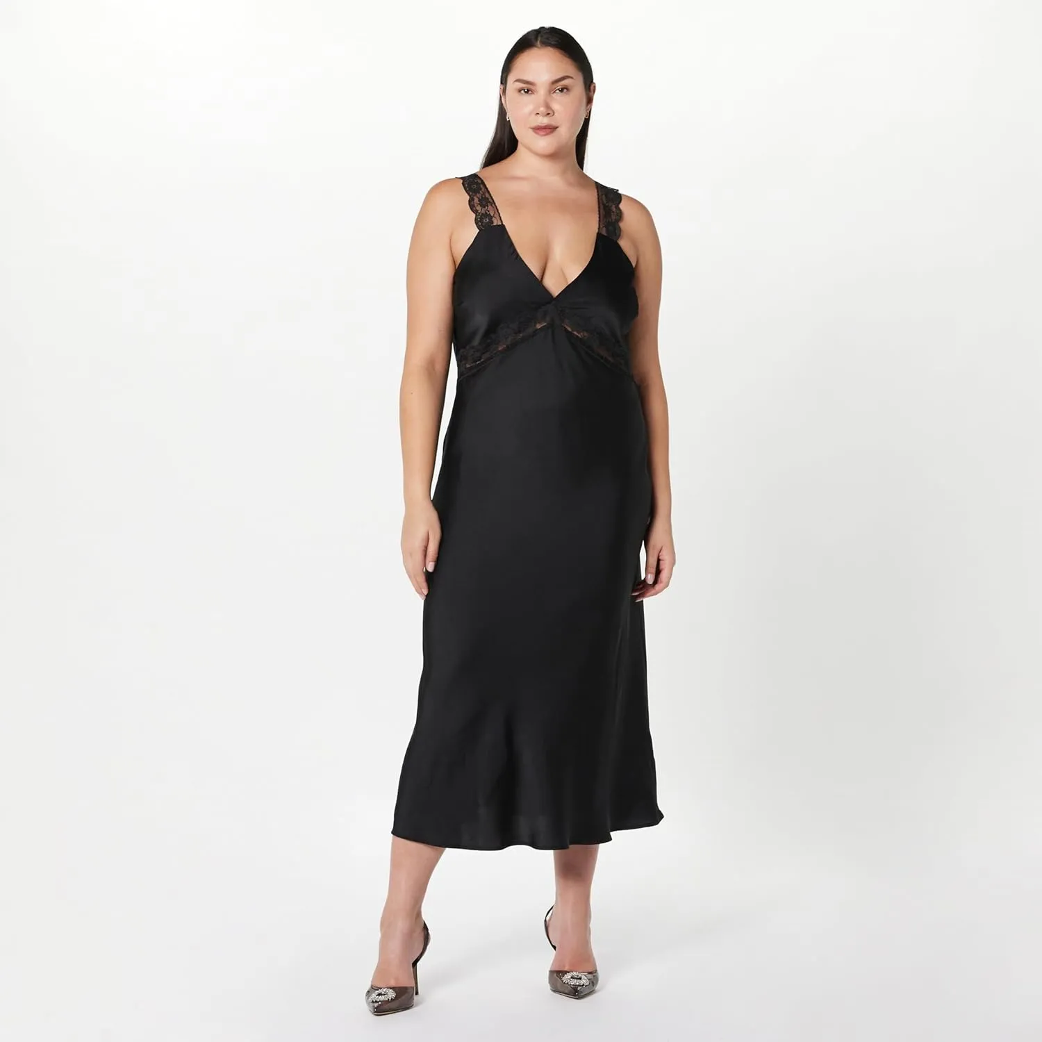 The Drop Women's Valentina Lace-Trimmed Slip Dress