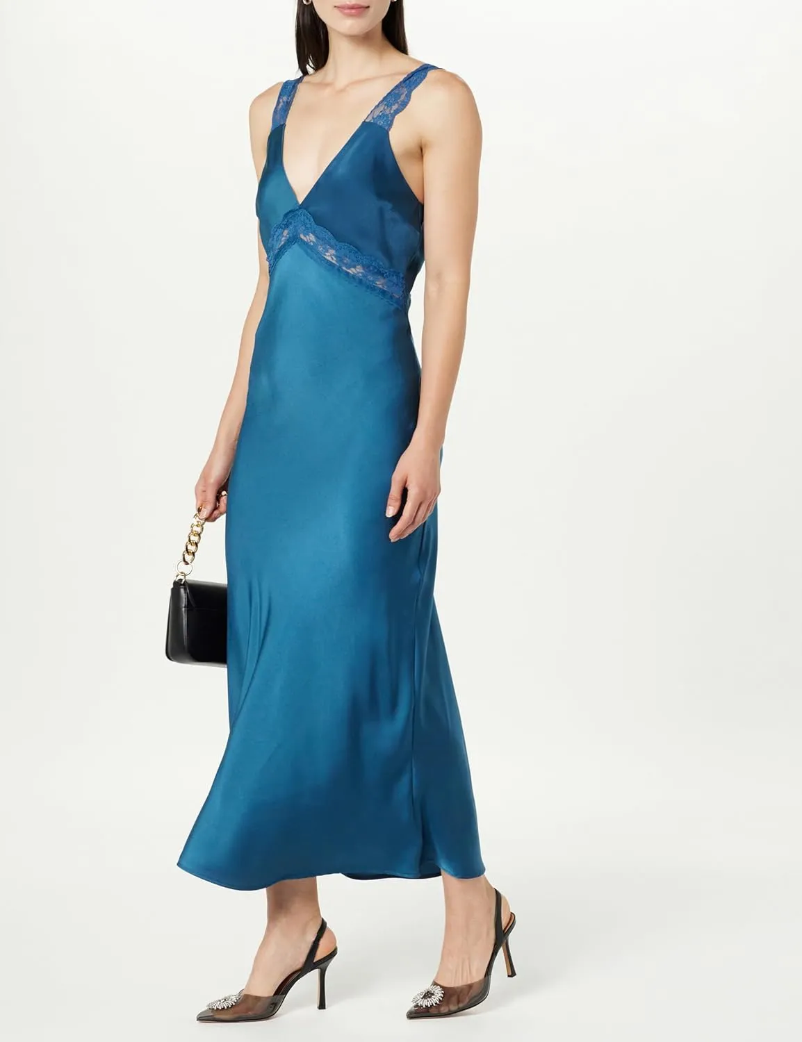 The Drop Women's Valentina Lace-Trimmed Slip Dress