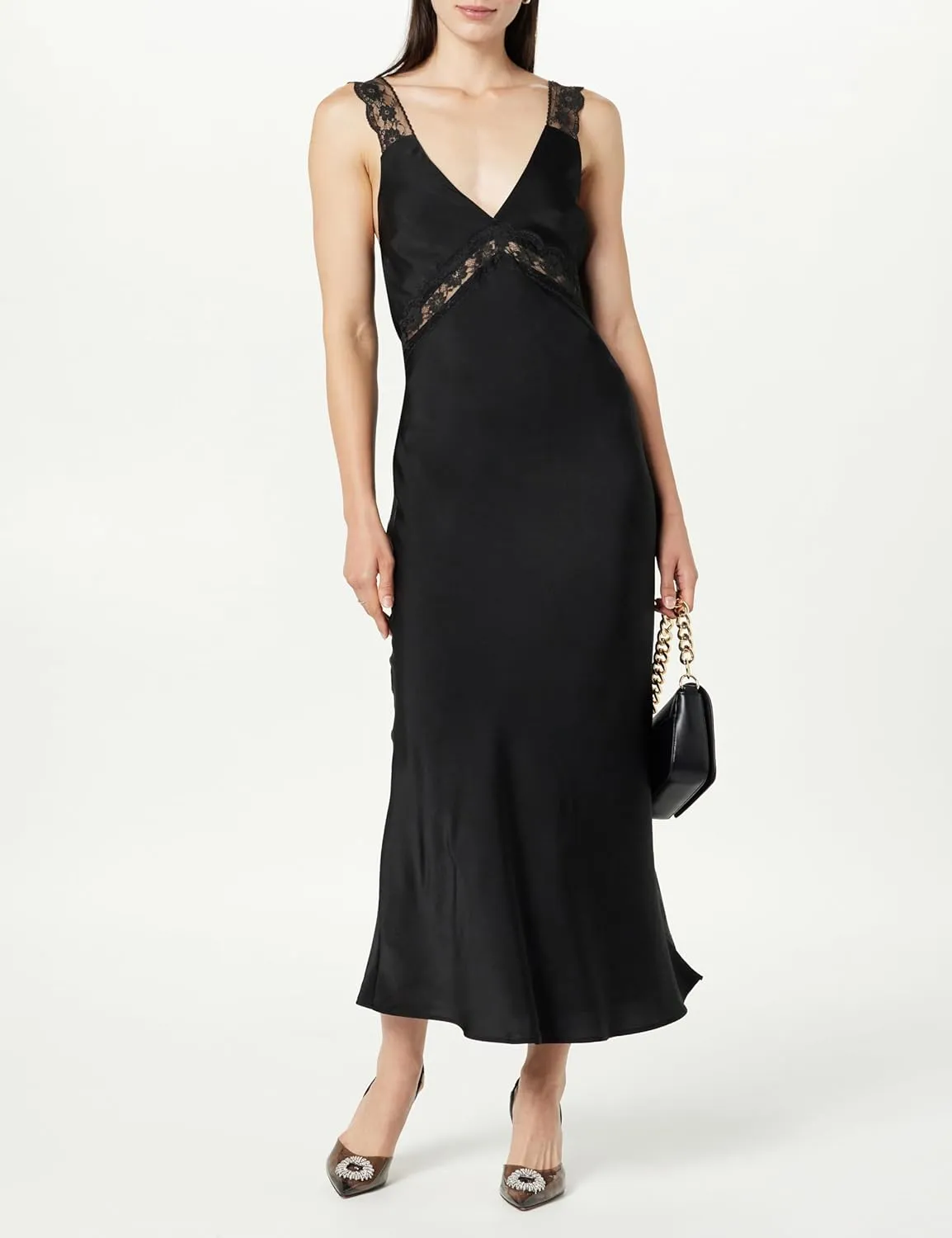 The Drop Women's Valentina Lace-Trimmed Slip Dress