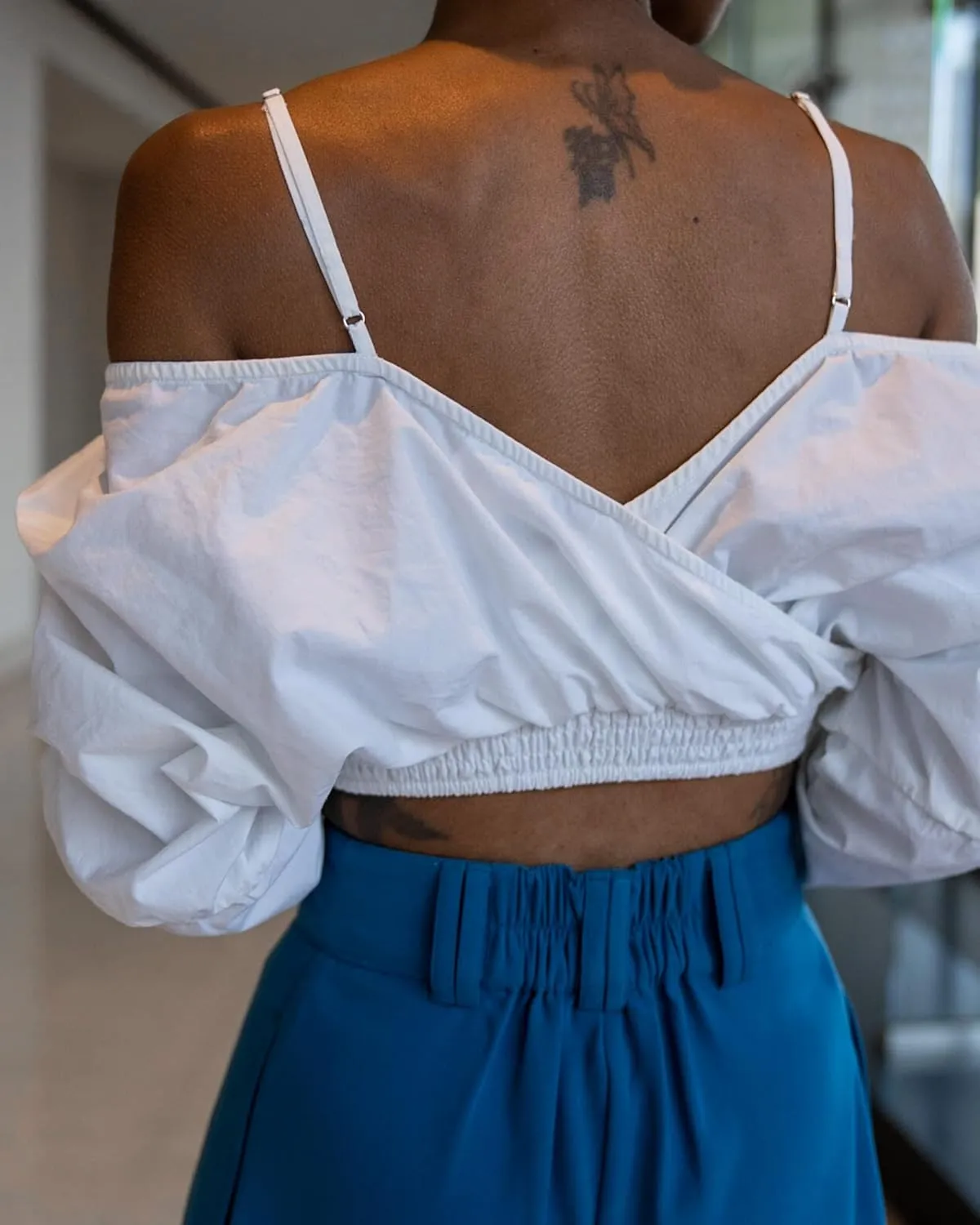 The Drop Women's White Off Shoulder Draped Crop Top by @Signedblake
