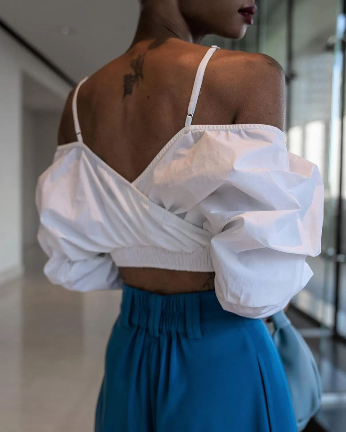 The Drop Women's White Off Shoulder Draped Crop Top by @Signedblake