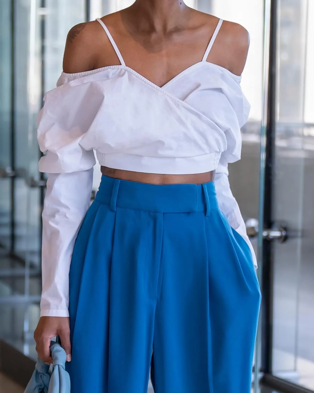 The Drop Women's White Off Shoulder Draped Crop Top by @Signedblake
