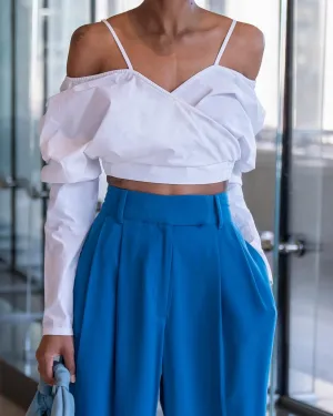 The Drop Women's White Off Shoulder Draped Crop Top by @Signedblake