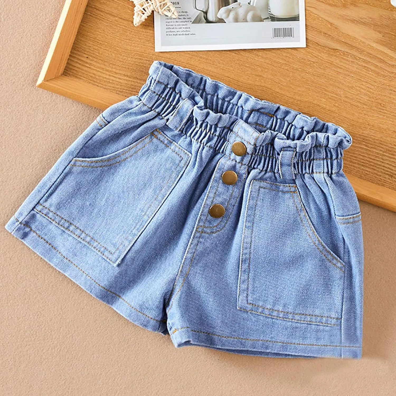 Toddler Baby Girls Casual Denim Shorts Summer High Waisted Jeans Short