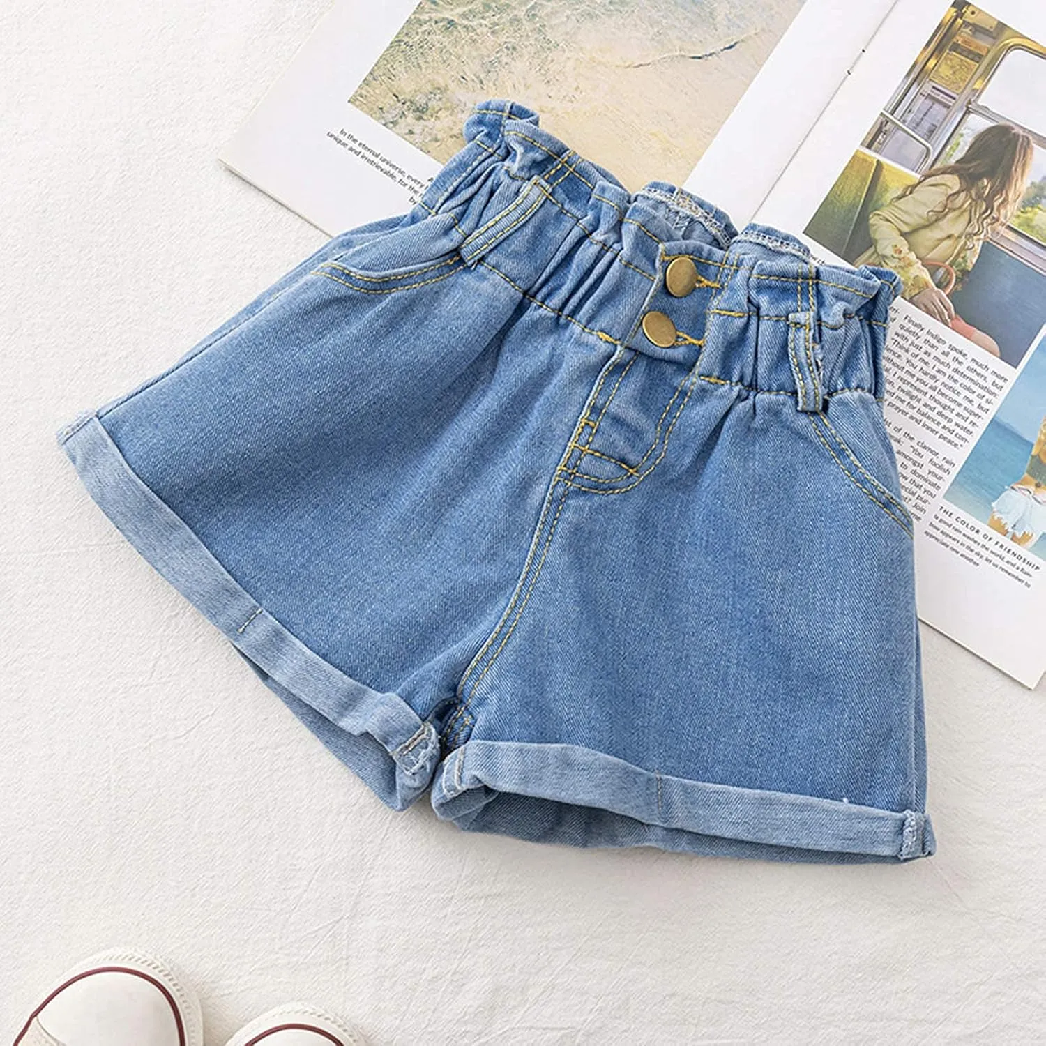 Toddler Baby Girls Casual Denim Shorts Summer High Waisted Jeans Short