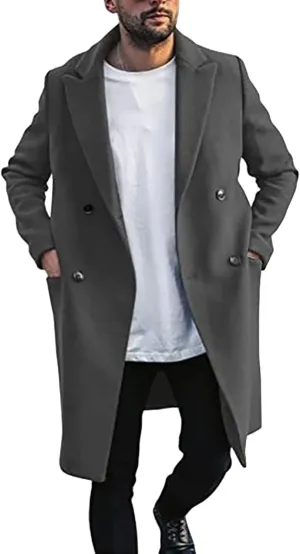 Trench Coat Men Men'S Autumn And Winter Street Trendy Short Off Shoulder Trench Coat Rain Coat Men Men'S Wool