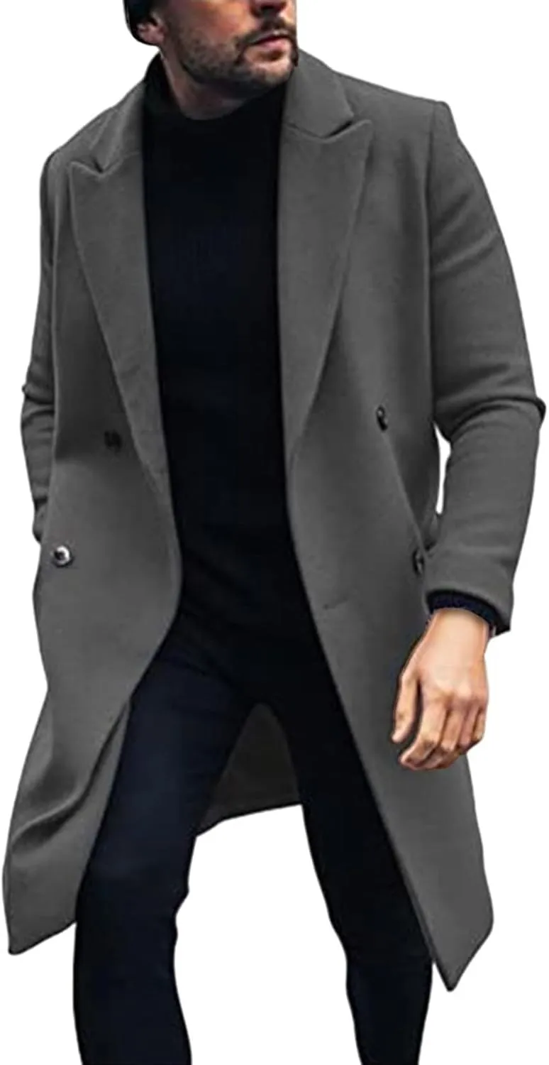 Trench Coat Men Men'S Autumn And Winter Street Trendy Short Off Shoulder Trench Coat Rain Coat Men Men'S Wool
