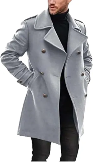 Trench Coat Men Men'S Autumn And Winter Street Trendy Short Off Shoulder Trench Coat Rain Coat Men Men'S Wool