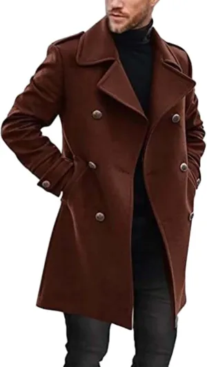 Trench Coat Men Men'S Autumn And Winter Street Trendy Short Off Shoulder Trench Coat Rain Coat Men Men'S Wool