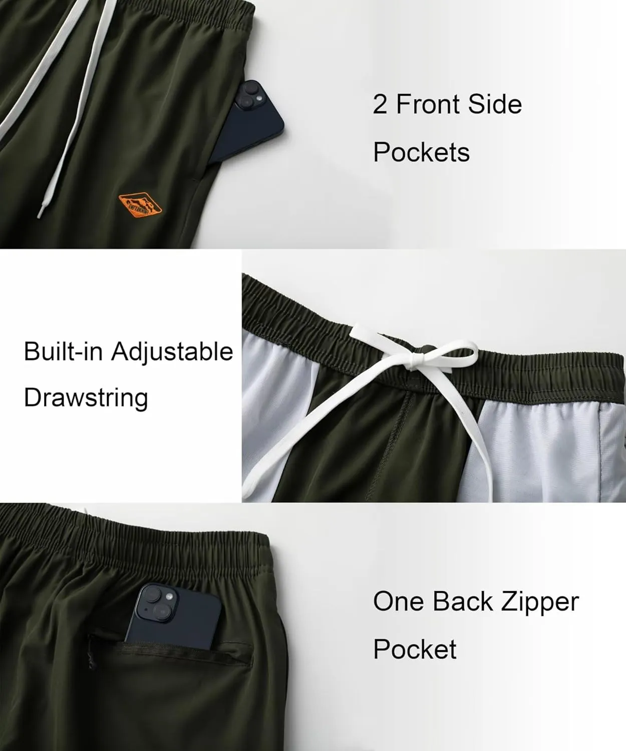 Vcansion Men's Outdoor Lightweight Hiking Shorts Quick Dry Sports Casual Shorts Skateboard Shorts Swimming Shorts
