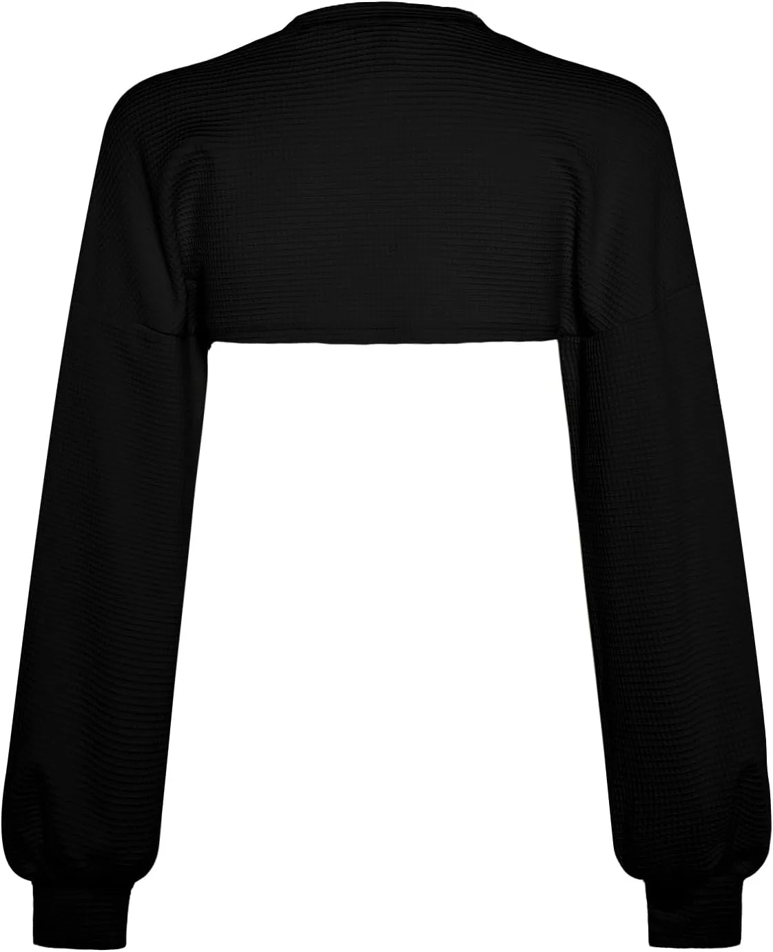 Verdusa Women's Drop Shoulder Long Sleeve Round Neck Knit Crop Top Shrug