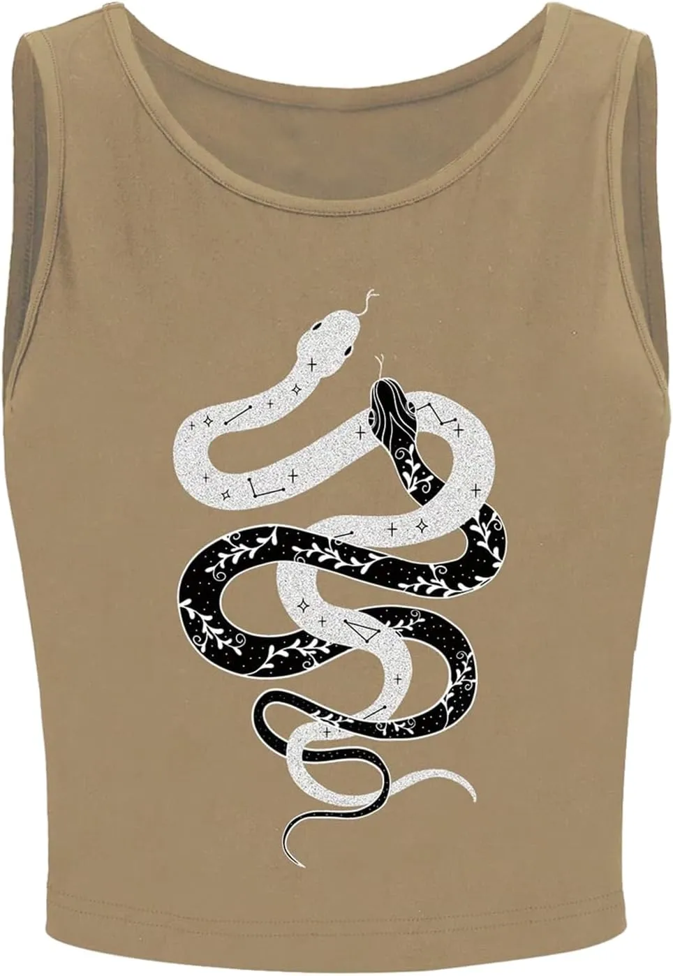 Verdusa Women's Goth Casual Round Neck Tank Tops Sleeveless Crop Top Vest