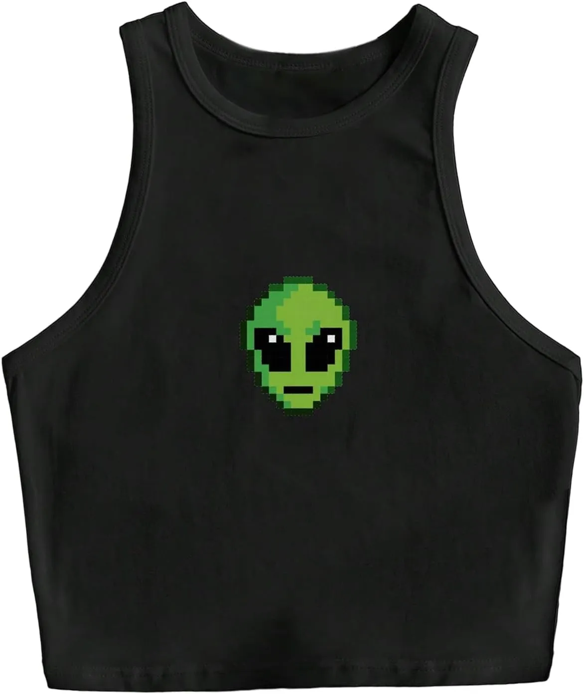 Verdusa Women's Goth Casual Round Neck Tank Tops Sleeveless Crop Top Vest