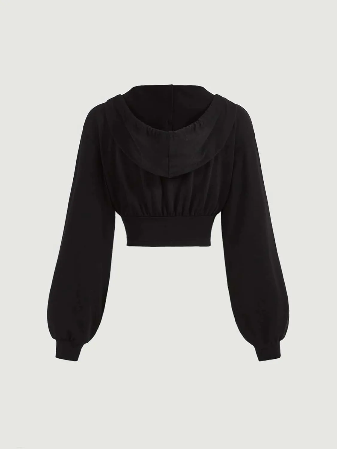 Verdusa Women's Lace Up Front Long Sleeve Drawstring Hoodie Crop Top