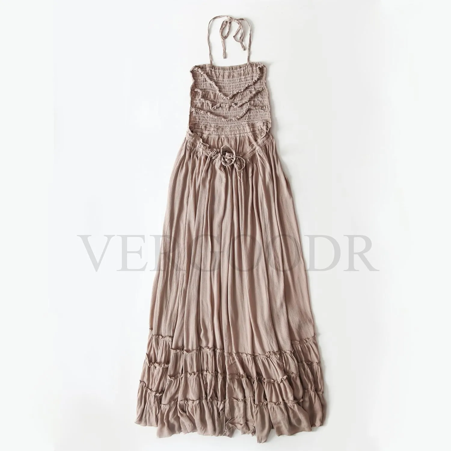 VERGOODR Women's Cotton Sexy Sleeveless Boho Beach Backless Long Bohemian Dress