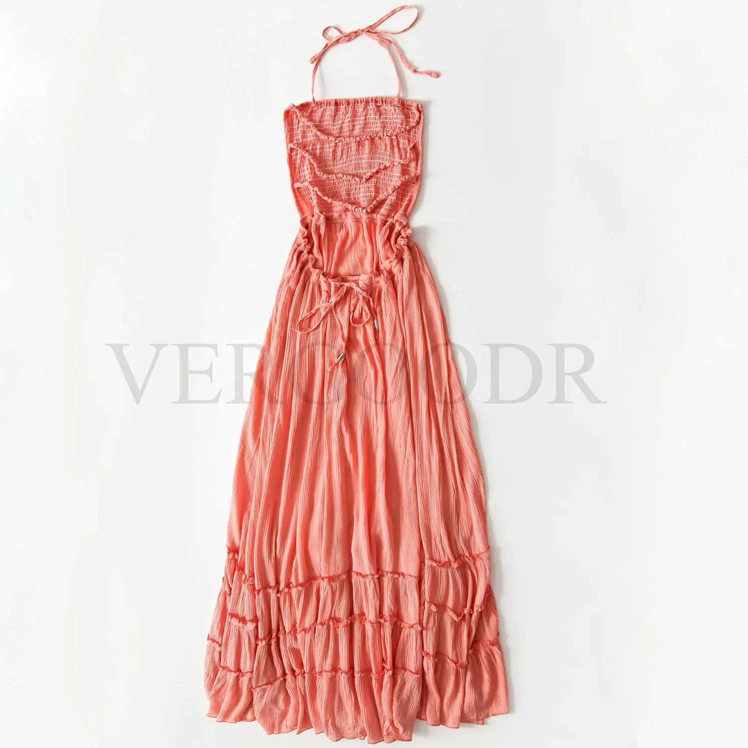 VERGOODR Women's Cotton Sexy Sleeveless Boho Beach Backless Long Bohemian Dress